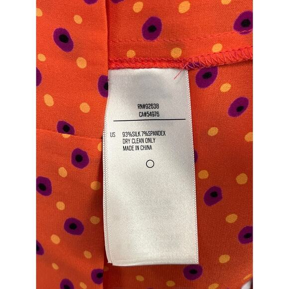 New Fossil Womens Dress XS Orange Polka Dot Silk Blend Michelle Retro Vibrant - Picture 4 of 12